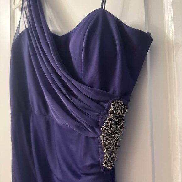 Purple one-shoulder evening dress - Picture 2 of 2